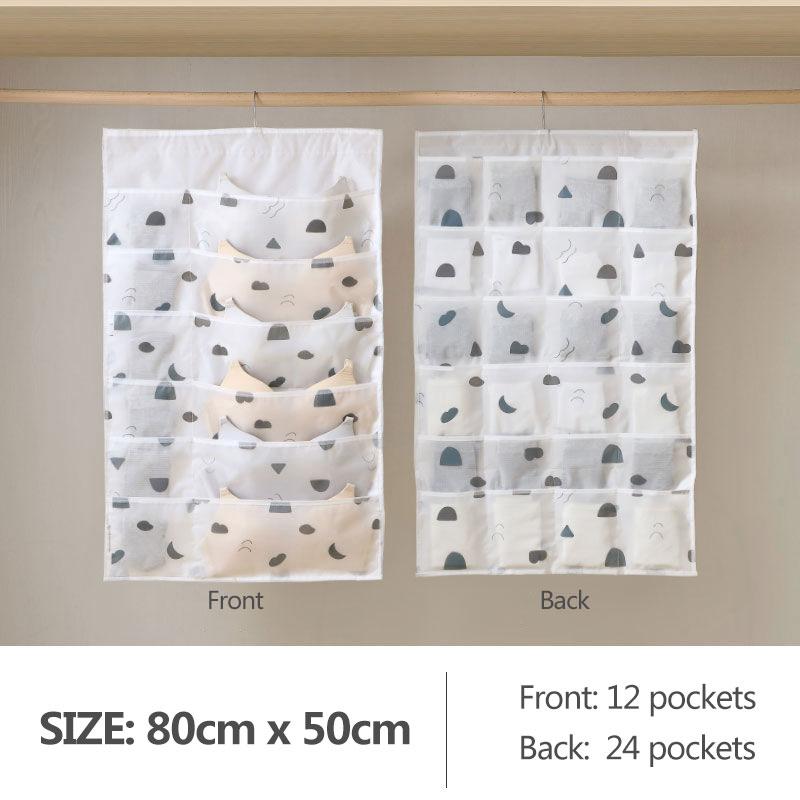 36 Pockets Underwear Storage Hanging Bag Panties Bra Socks Dust Bag Double-sided Fabric Hanging Wardrobe Artifact Wall Hanging Dormitory Storage Bag