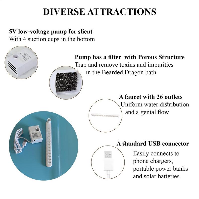 Bearded Dragon Bath Shower Head Cleaning Tools Bearded Dragon Accessories Pet Supplies Electric 360 Rotation Showerhead For