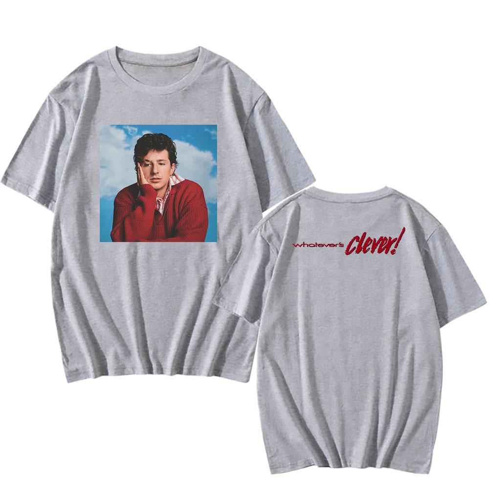 

Album Whatever s Clever! T-shirt Singer Charlie Puth Printing Tshirts Cotton Short Sleeve Loose Male T Shirt Unisex Streetwear S сірий