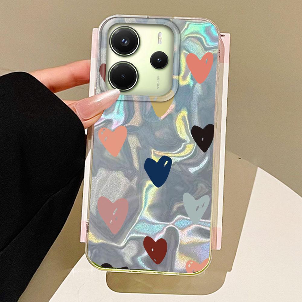 

Pink Love Heart Water Texture Phone Case for Xiaomi Redmi Note 14 13 Pro Plus 13C 13T 14T A5 13 Poco C65 C71 Silicone Back Cover Xiaomi 13T