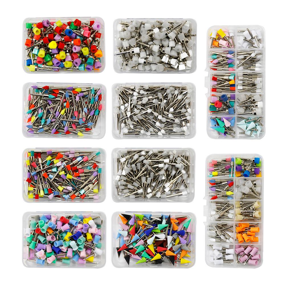 Dental Polishing Brush Set: Flat & Pointed Heads for Cleaning & Whitening, Low-Speed Polisher, 100 Pieces, Free Shipping