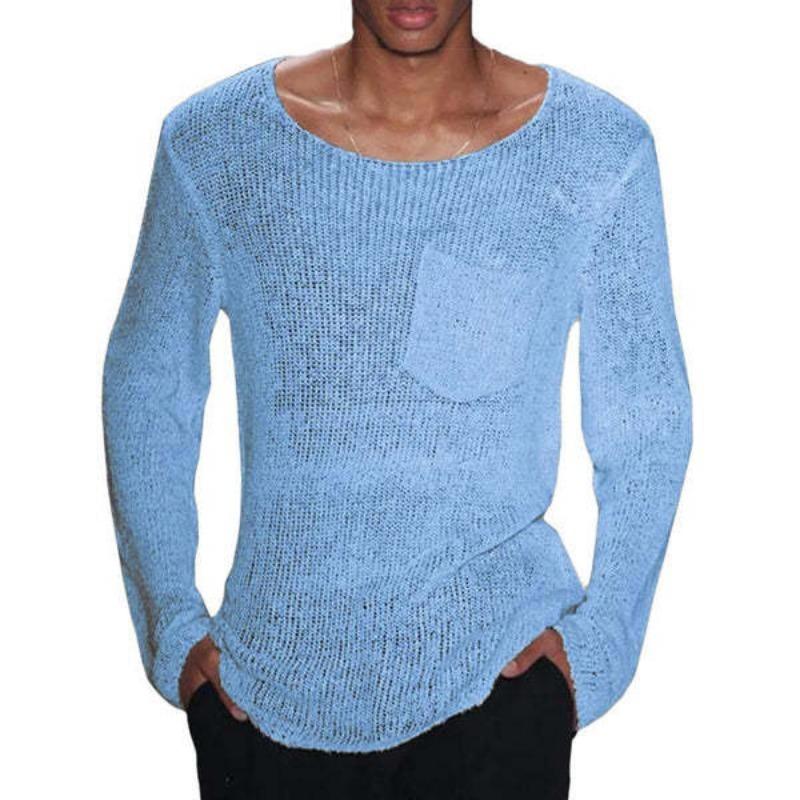 

Loose Fit Lightweight Crew Neck Pullover Sweater XXL синий