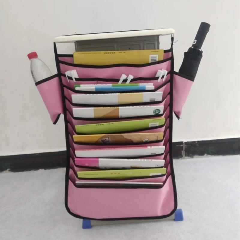 

Держатель для книг из ткани Оксфорд для подвешивания сбоку стола, органайзер-карман, сумка для хранения школьных принадлежностей для студентов, аксессуары для классного стола 64X43CM розовый