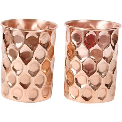 Hammered Tumbler Serveware and Tableware Pure Copper Drinking Water Glass Set of 2