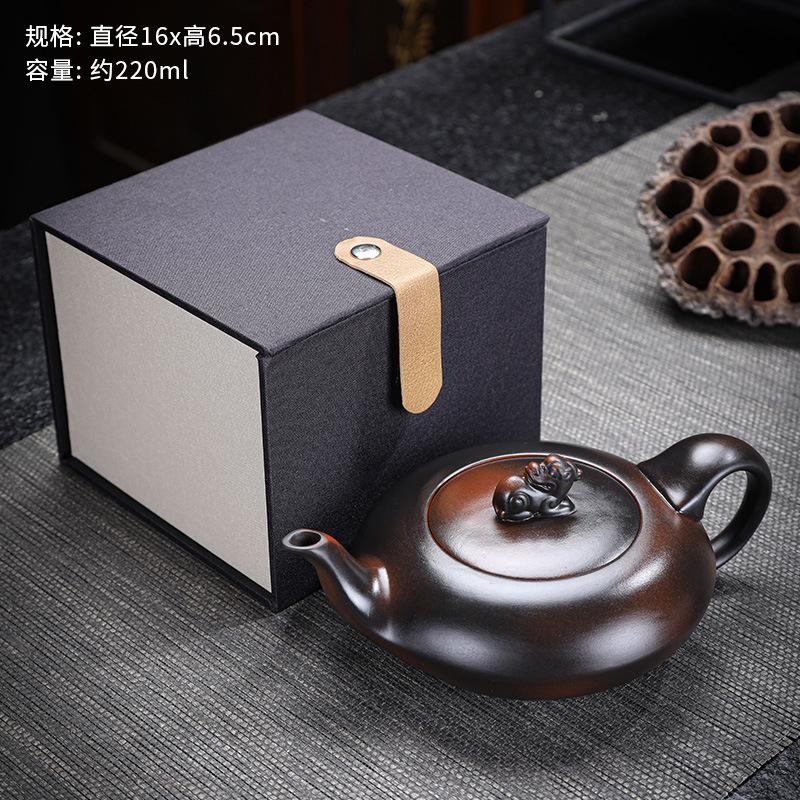 

Purple pottery handmade teapot large-capacity ceramic relief pot Kung Fu tea set household purple clay pot ball hole filter