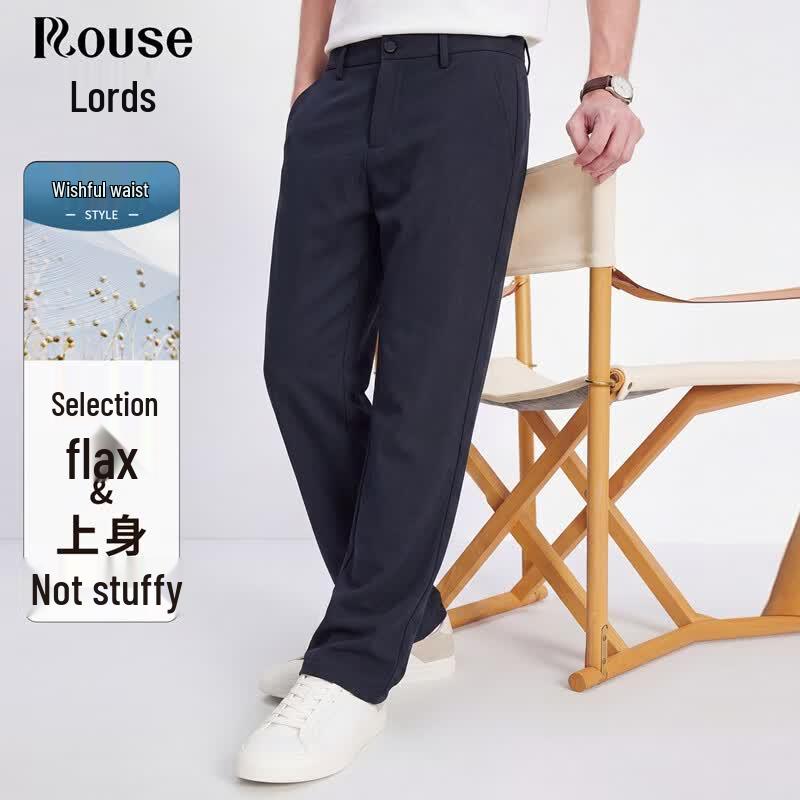 ROTHENBURG Men s Linen Blend Stretch Anti-Wrinkle Business Casual Straight Pants 34