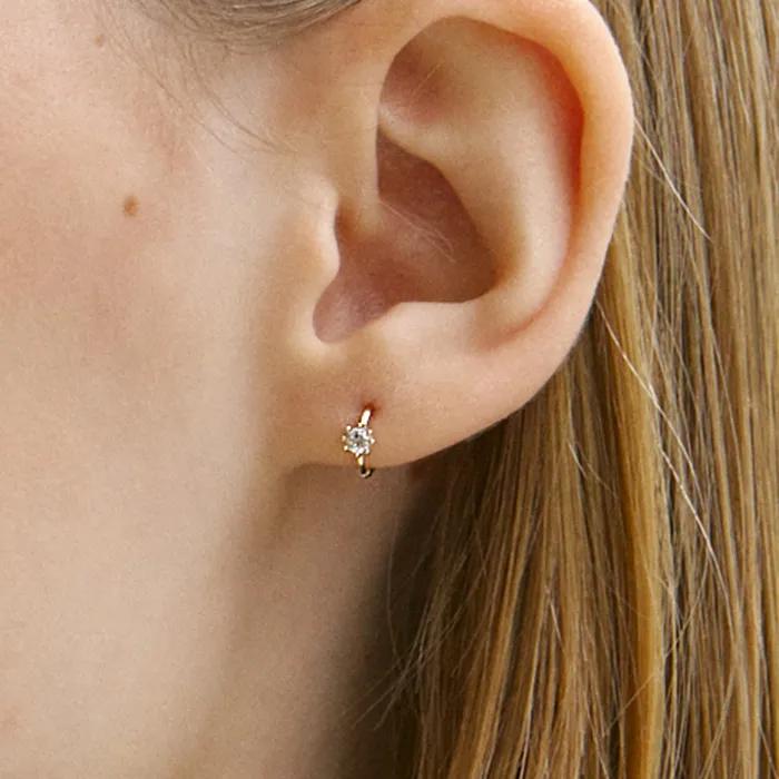 14K Lena Cubic One-Touch Ring Earrings