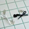 Ribbon Heart Silver Black Leather Vintage Keychain Set of 7 (Options 1-2)