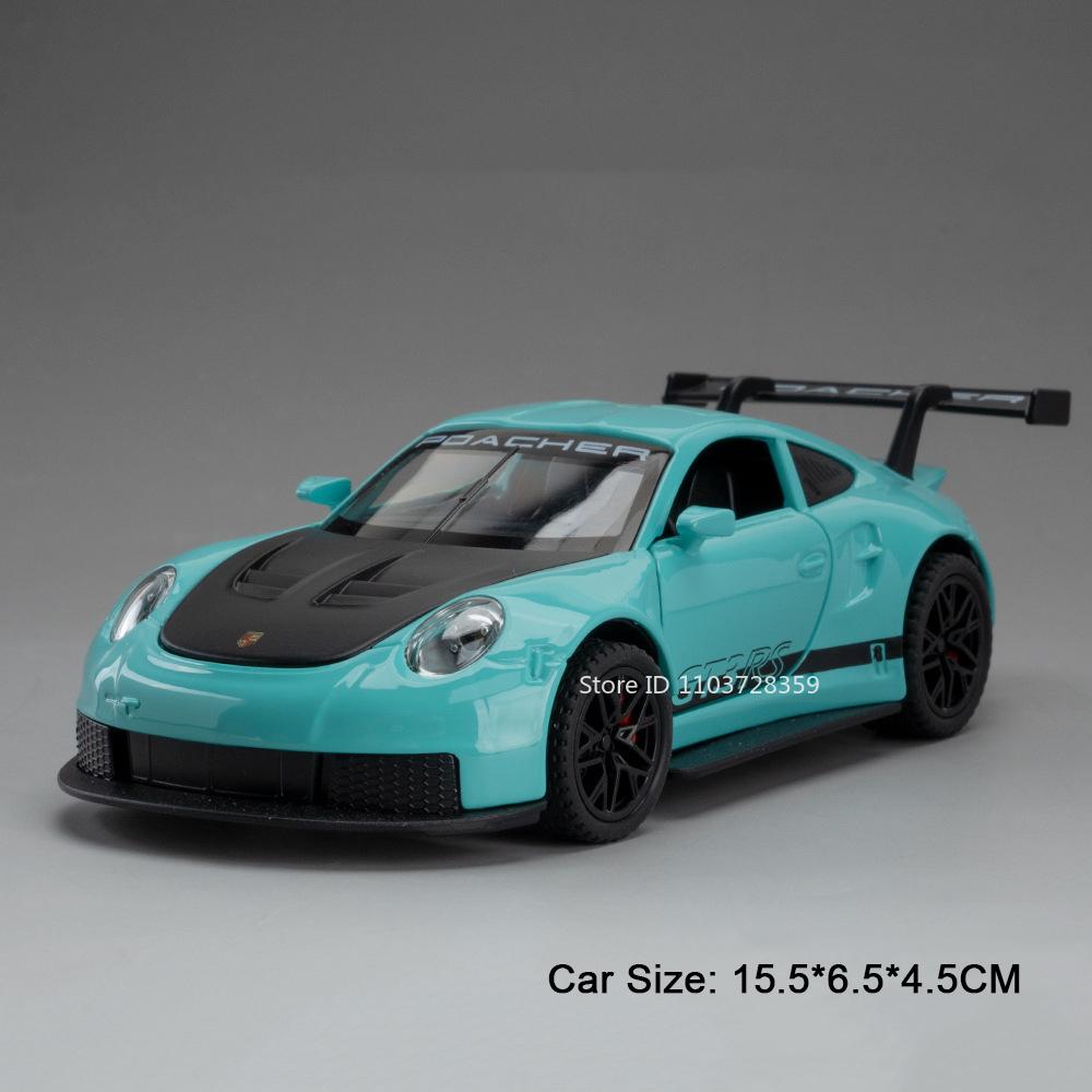 1:32 Gt3Rs Mini Sportwagen Model Speelgoed Legering Diecast 911 Supercars 4 Deuren Openen Geluid Licht Terugtrekken Rubberen Banden Kinderen Cadeaus