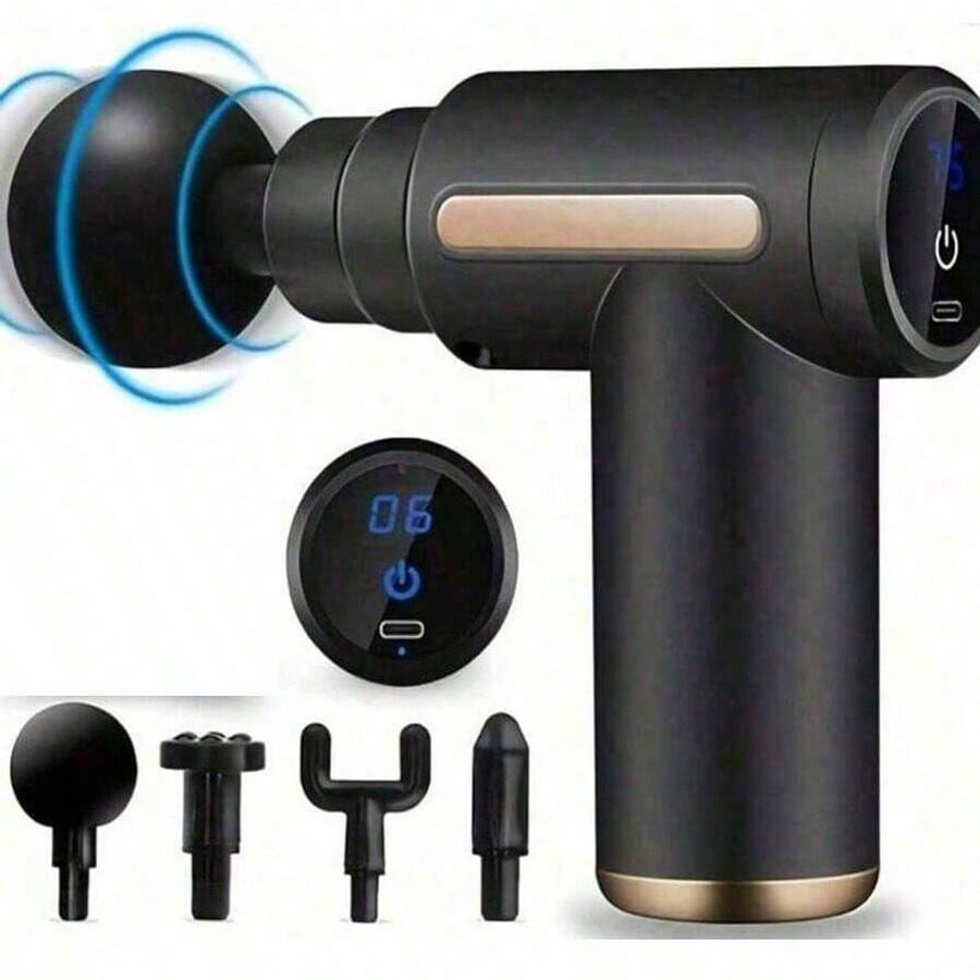 

Массажный пистолет, ручной перкуссионный массажер для глубоких тканей для тела, спины и шеи, сверхкомпактный и элегантный дизайн, идеальный подарок чёрный