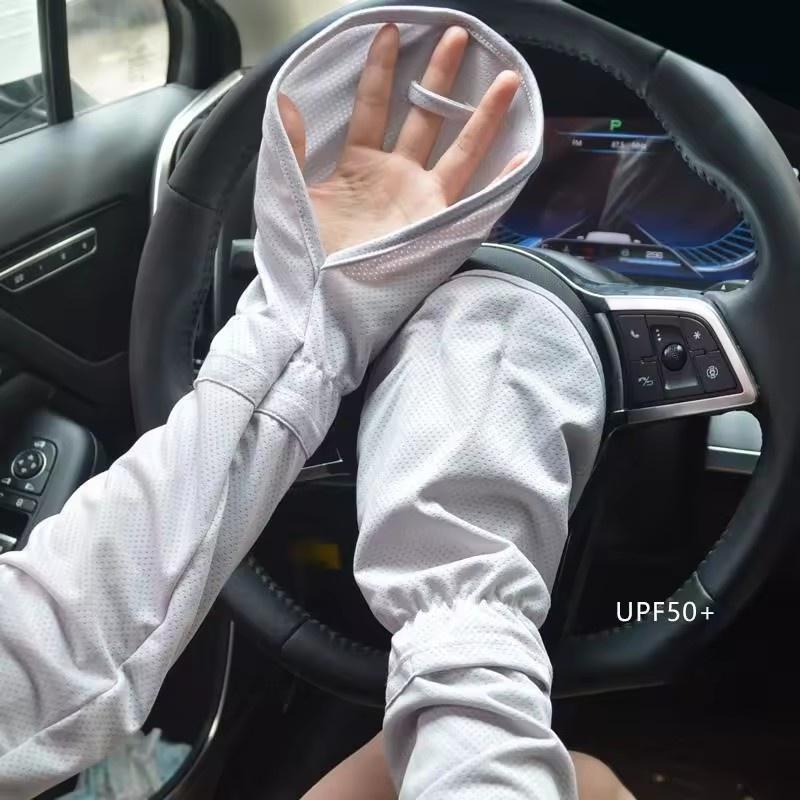 Large Size Ice Sleeve Gloves Women's Summer Driving Sun Protection Arm Sleeves Loose Breathable Arm Guard UV Outdoor Oversleeves