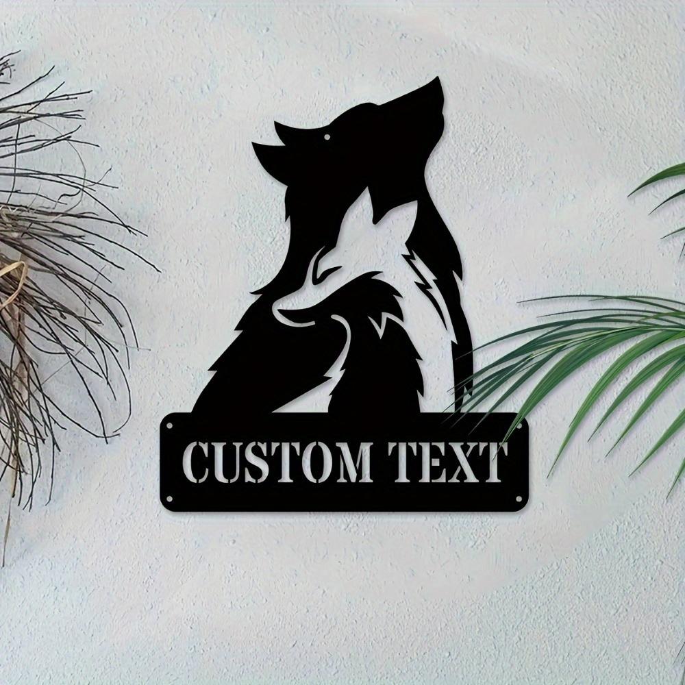 Metal Wolf Wall Decor Personalized Name Sign House Number Modern Home Office Living Room Rustic Art