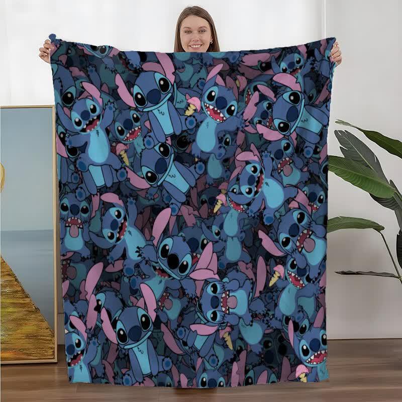 

Stitch Bath Battle Flannel Throw Blanket
