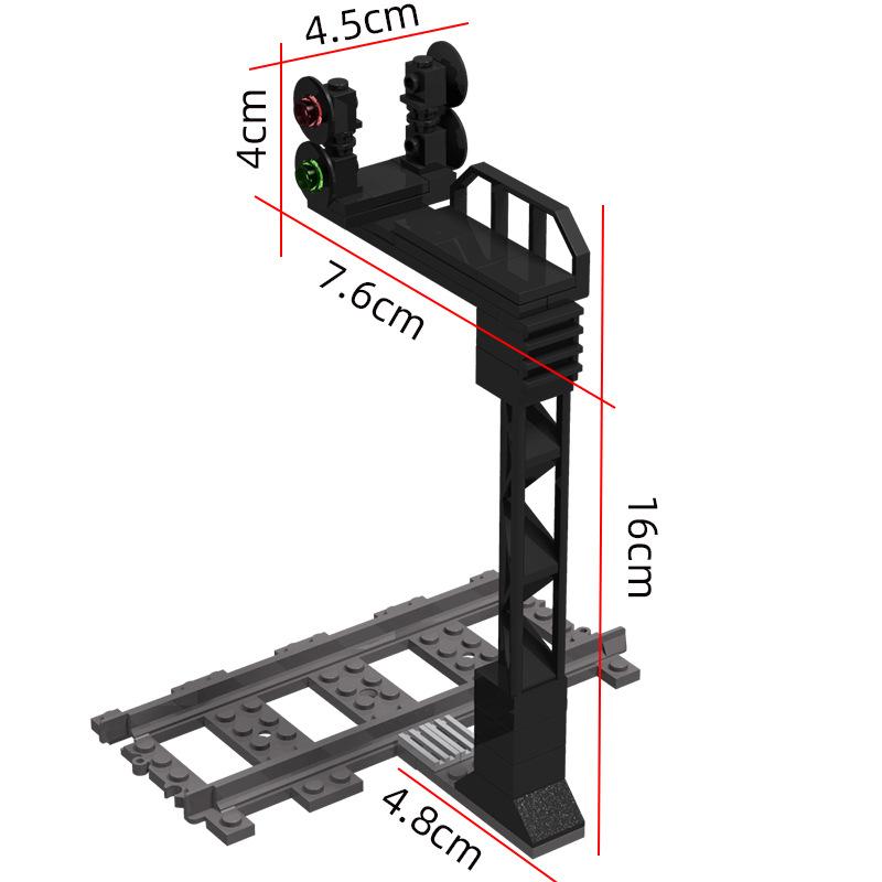 City Train Track Train Signal Light Crossing Track Rail Model Building Blocks Enlighten Action Figure Toys For Children