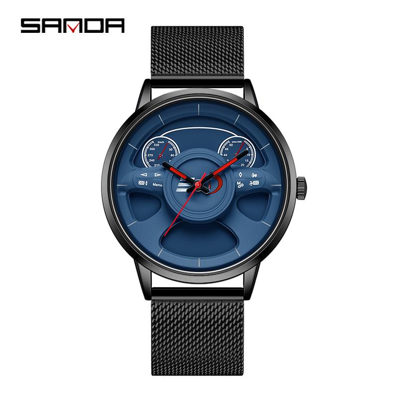 Sanda Trendy Cool Men s Quartz Steering Wheel Watch: Personalized Three-Dimensional Casual Business Design