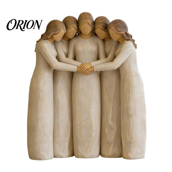 Meaningful Sisterhood Keepsakes Wooden Figurine, Handcrafted Friendship Sculpture for Living Room Fine Carved Statuettes Bedroom Tabletop Ornament,