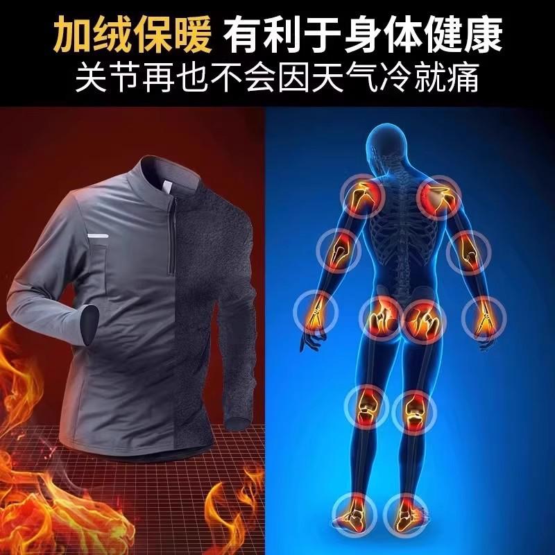Mens Winter Running Long Sleeve Top Fleece-Lined Quick-Dry Athletic Shirt Half-Zip Outdoor Fitness Wear