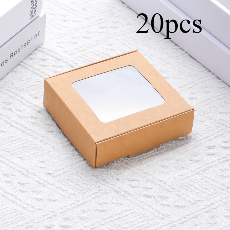 

20 штук креативных подарочных упаковочных коробок с прозрачными окнами, подходящих для сережек, изделий ручной работы, свадеб, вечеринок и коробок для хранения коричневый
