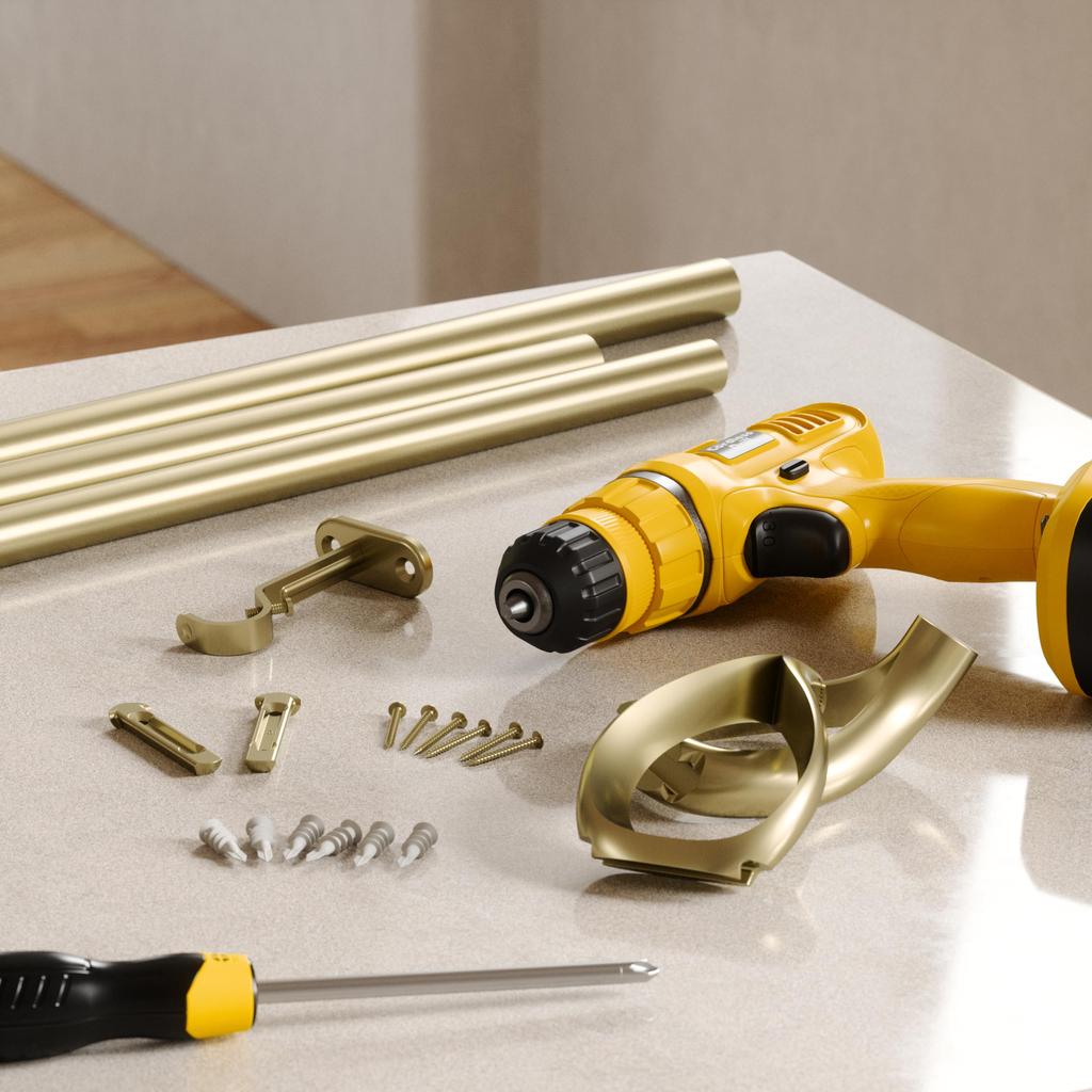 Official umba Loop Curtain Rod, Gold