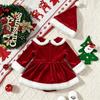 Baby Girls Velvet Christmas Bodysuit Dress for Infant Toddler Holiday Party Outfit