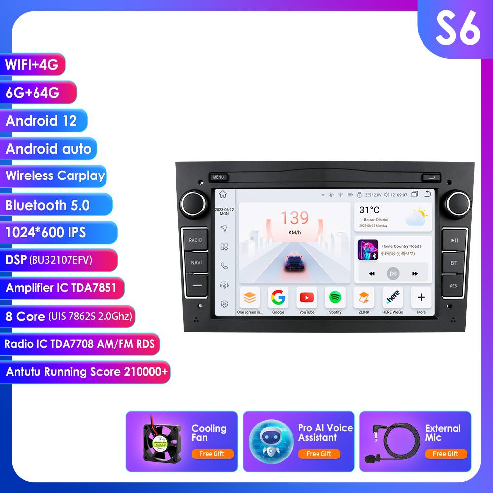 Hizpo Android 14 CarRadio DSP Wireless Carplay Auto for Opel Astra H J 2004 Vectra Vauxhall Antara Zafira Corsa C D Vivaro Meriva Veda