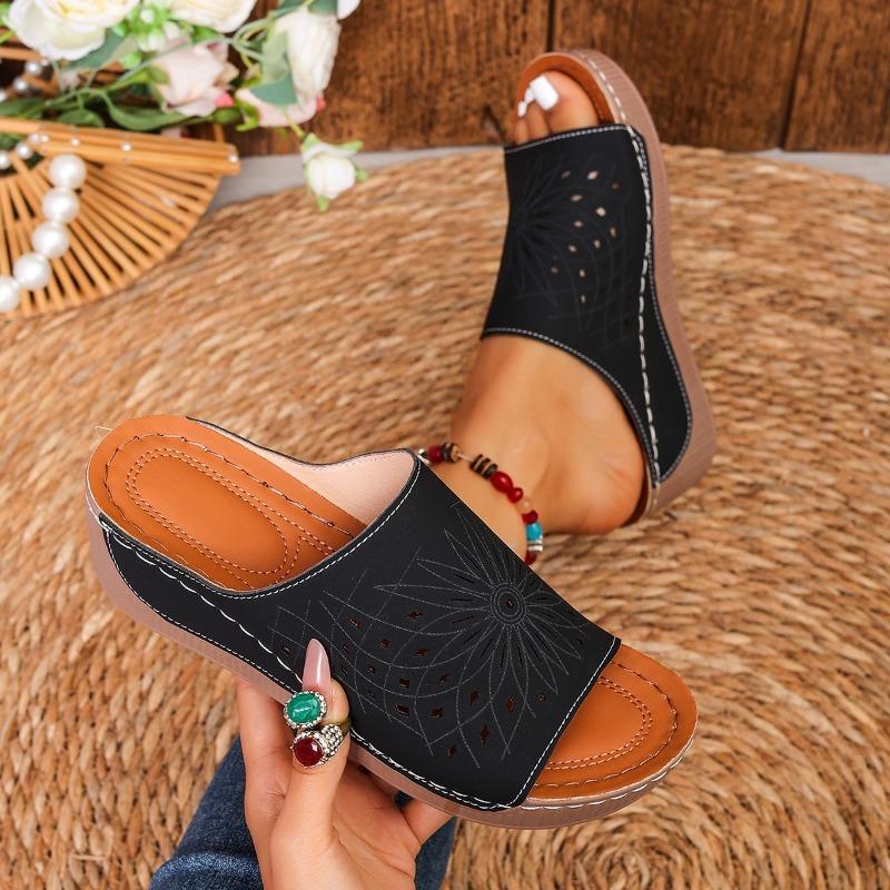 Sommer Neu Übergröße Hohl Keil Sandalen Hausschuhe Damen Einfach Offene Zehen Plattform Höhe-Erhöhend Sandalen