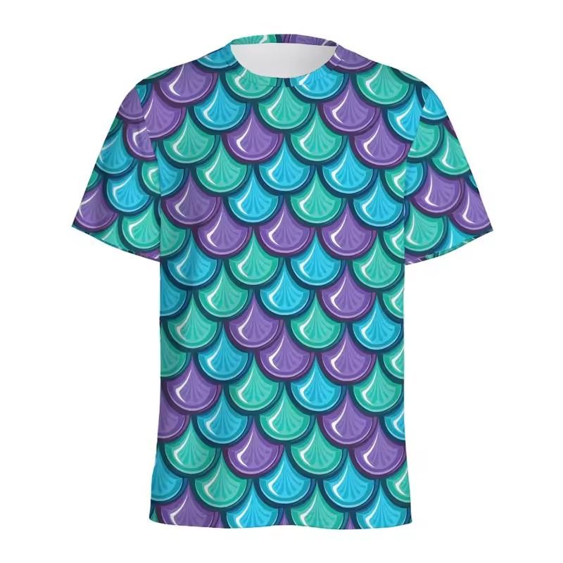 Funny Fish Scale Pattern 3D Print Tshirt Men and Women Summer Fashion Personality O Neck Short Sleeve T Shirt Casual Tee Top
