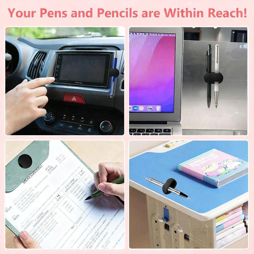 Self-Adhesive Pen Holder Flexible Pen Clamp Portable Pencil Clips  for Desk Organizer
