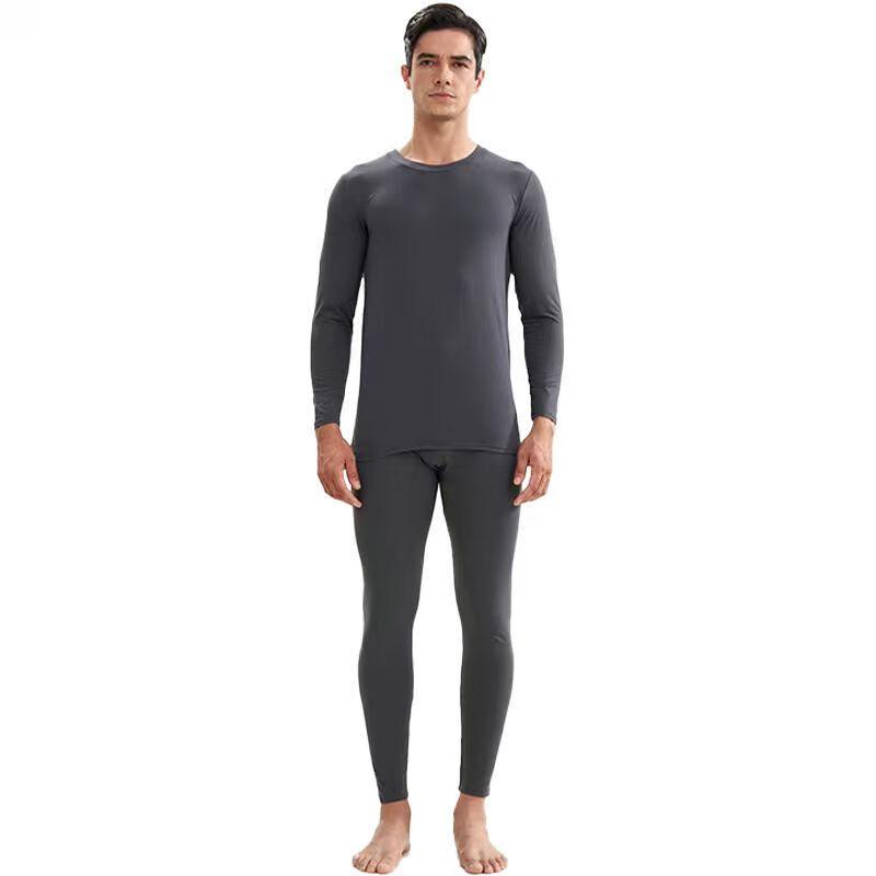 LangSha Women's Thermal Underwear Set Autumn Top and Bottom Antibacterial Mite-Resistant Thin Round Neck Base Layer Thermal Wear