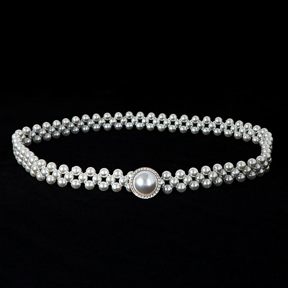 

Белая поясная цепочка с жемчугом и жемчужной подвеской, универсальный пояс для женщин Style 2