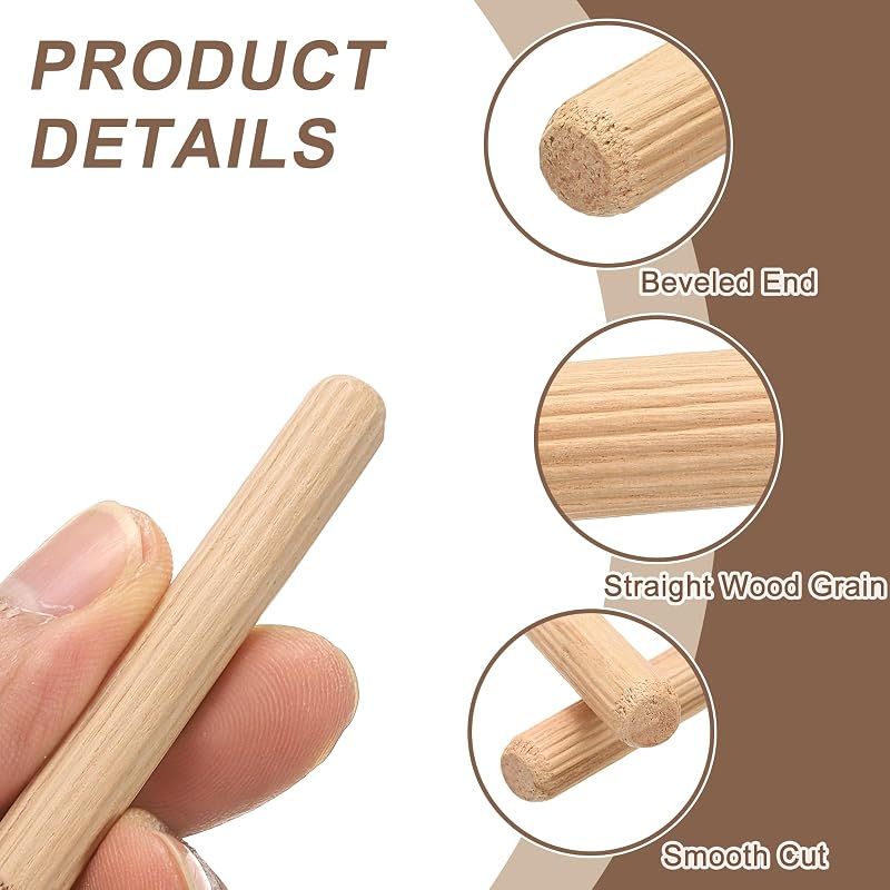 Uxcell Wooden Dowels, Approx. 50 Pieces, 3cm Length, 4mm Diameter, Made from Eucalyptus Wood, Dowel Pins for Shelf Brackets, Furniture Joints, DIY