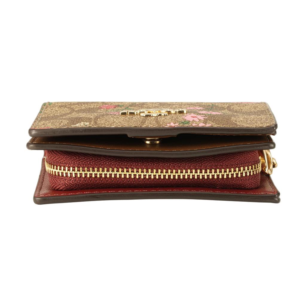 Coach Snap Wallet Classic Monogram Canvas With Leather Wildflower Print Two-Fold Wallet Women Wallet C8734-IME7V