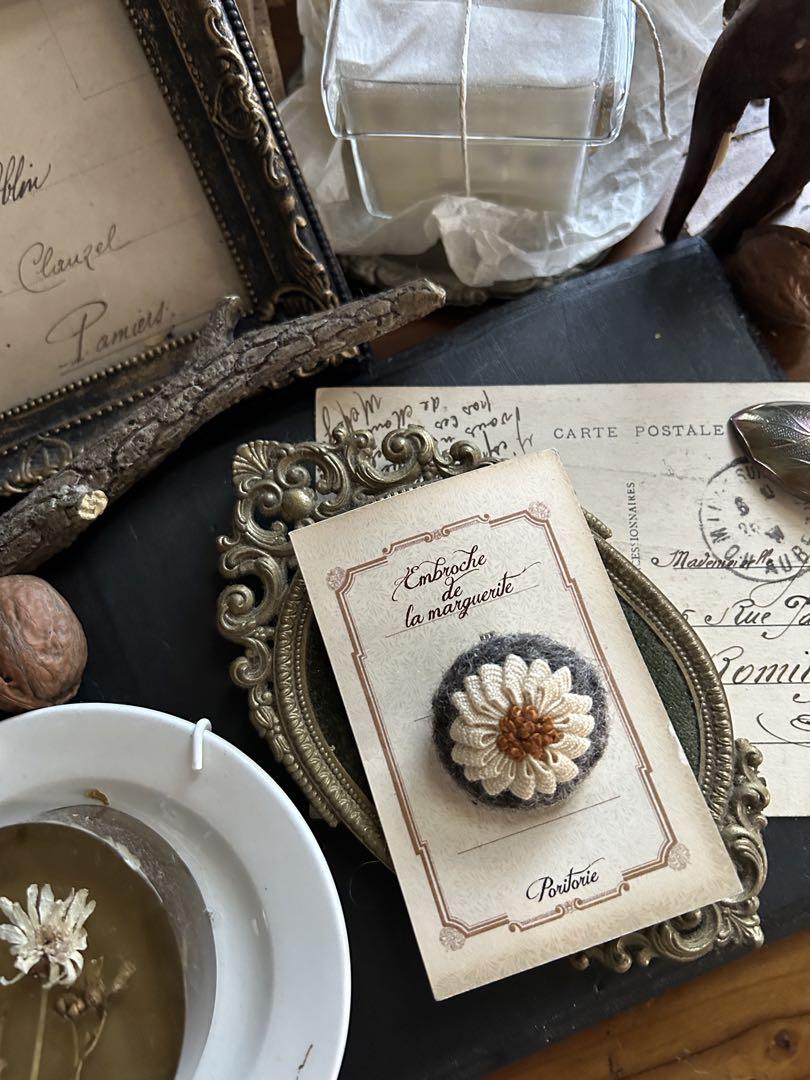 

[USED] poritorie botanical daisy brooch antique