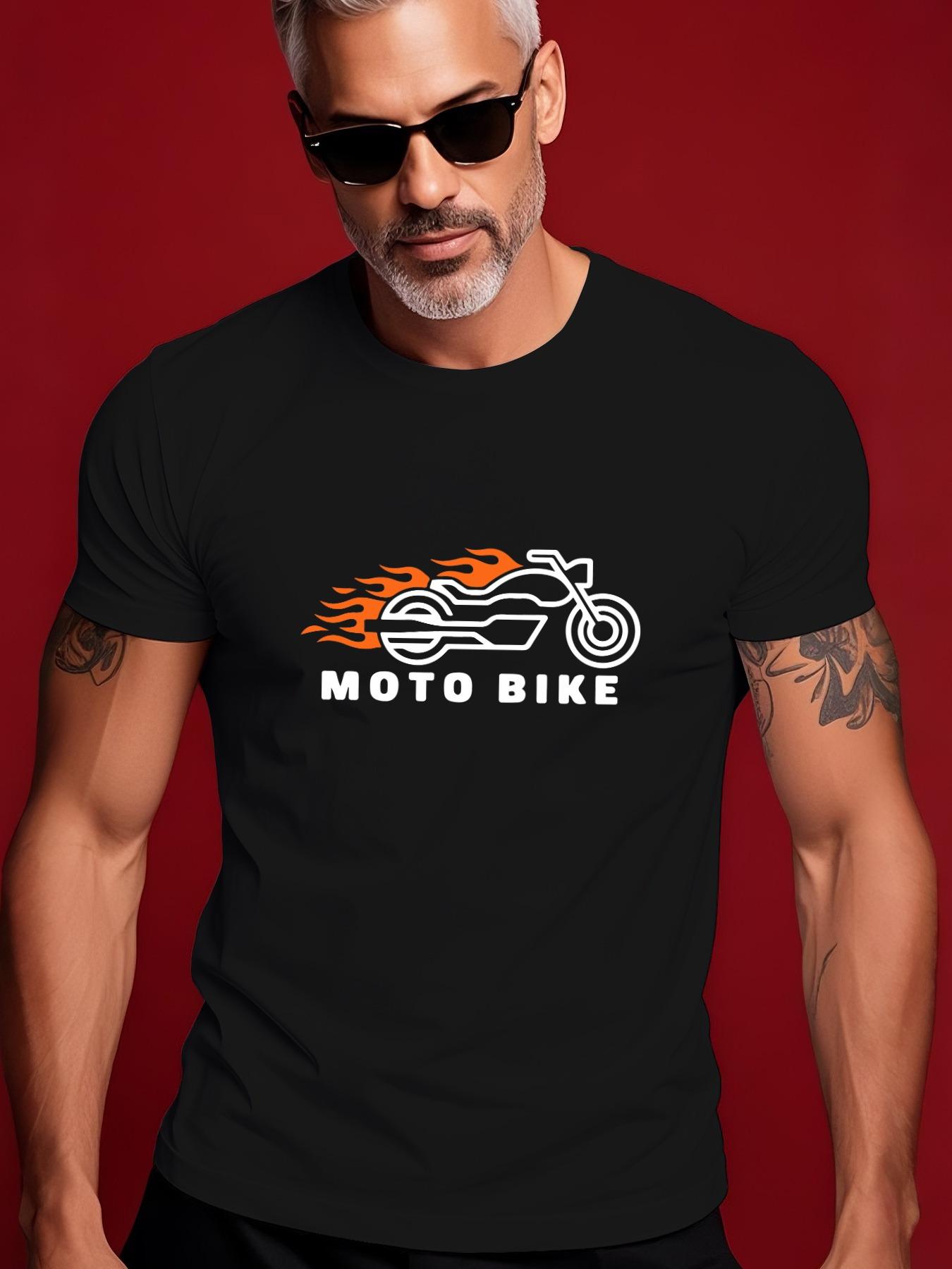 Motorcycle Graphic Tshirt - Bold Motor Flame Design L