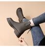 Female Short Shoes Platform Women's Ankle Boots Chelsea Brown Booties Round Toe Leather Chunky Boots