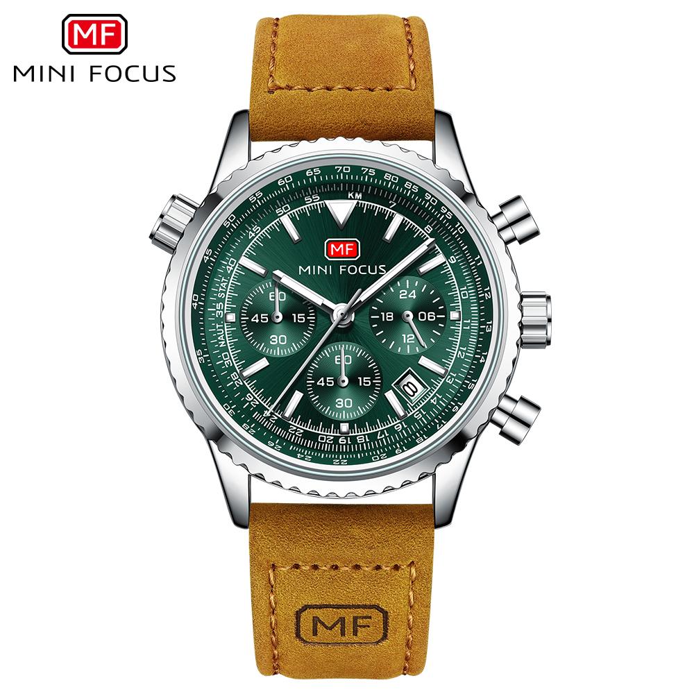 Reloj Deportivo de Moda para Hombre Marca de Lujo Multifunción Cuarzo Relojes Impermeables Correa de Cuero Genuino Luminoso