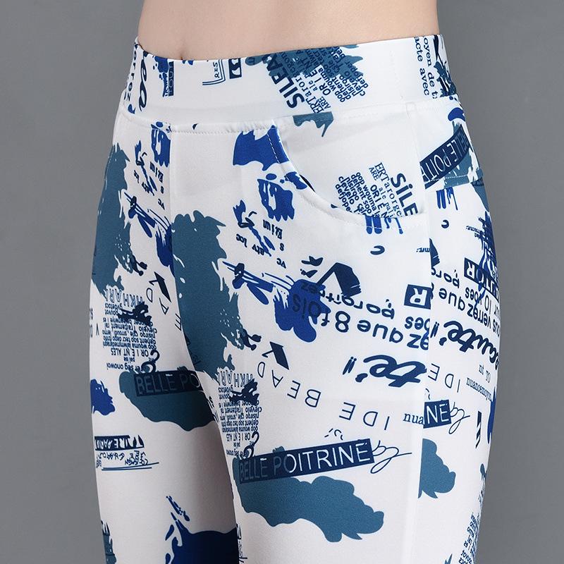 2025 Summer Floral Plaid Elastic Waist Slimming Pants for Women