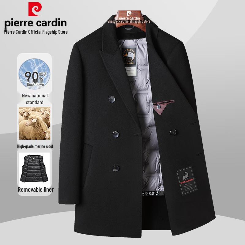 

Pierre Cardin Men s Wool Double-Faced Coat with Detachable Down Liner L (175)