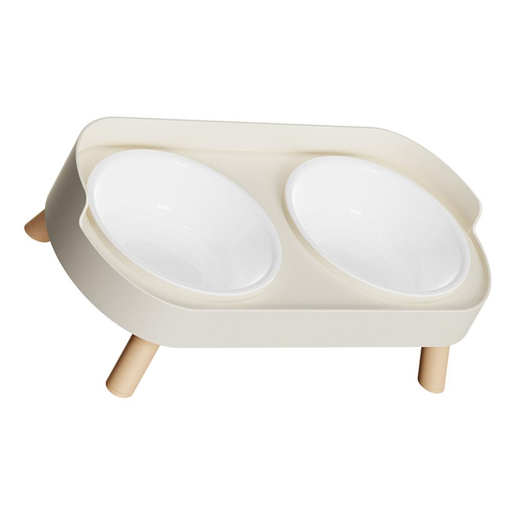 Elevated Cat Dog Food Water Bowl Set With Splash Guard Nonslip Base And Double Container For Small Pet Dishwasher Safe