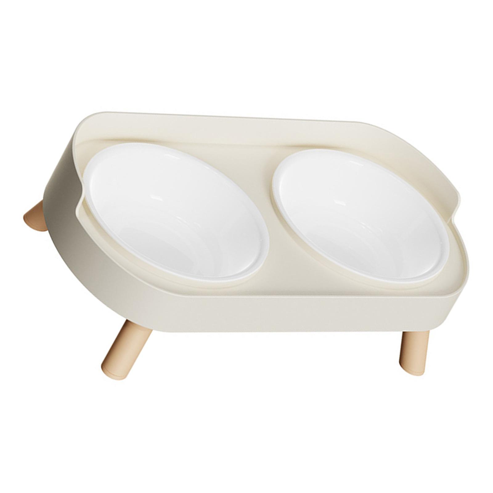 

Приподнятый набор мисок для еды и воды для кошек и собак с защитой от брызг, нескользящим основанием и двойным контейнером для маленьких домашних животных, можно мыть в посудомоечной машине белый