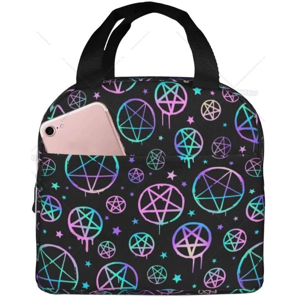 Bunte Sterne Tragbare Aluminiumfolie Verdickte Isolierung Lunchtasche Wiederverwendbare Großraum-Lunchbox für Jungen/Mädchen/Männer/Frauen