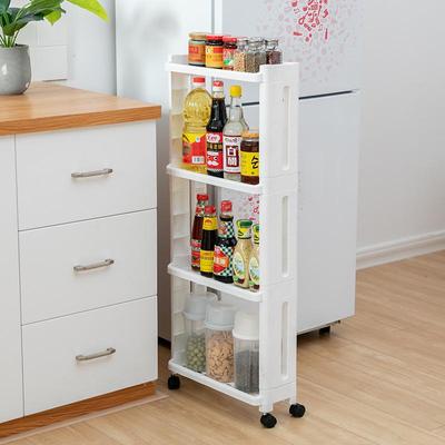 3/4 Layer Kitchen Storage Rack Fridge Side Shelf  Removable with Wheels Bathroom Organizer Holder