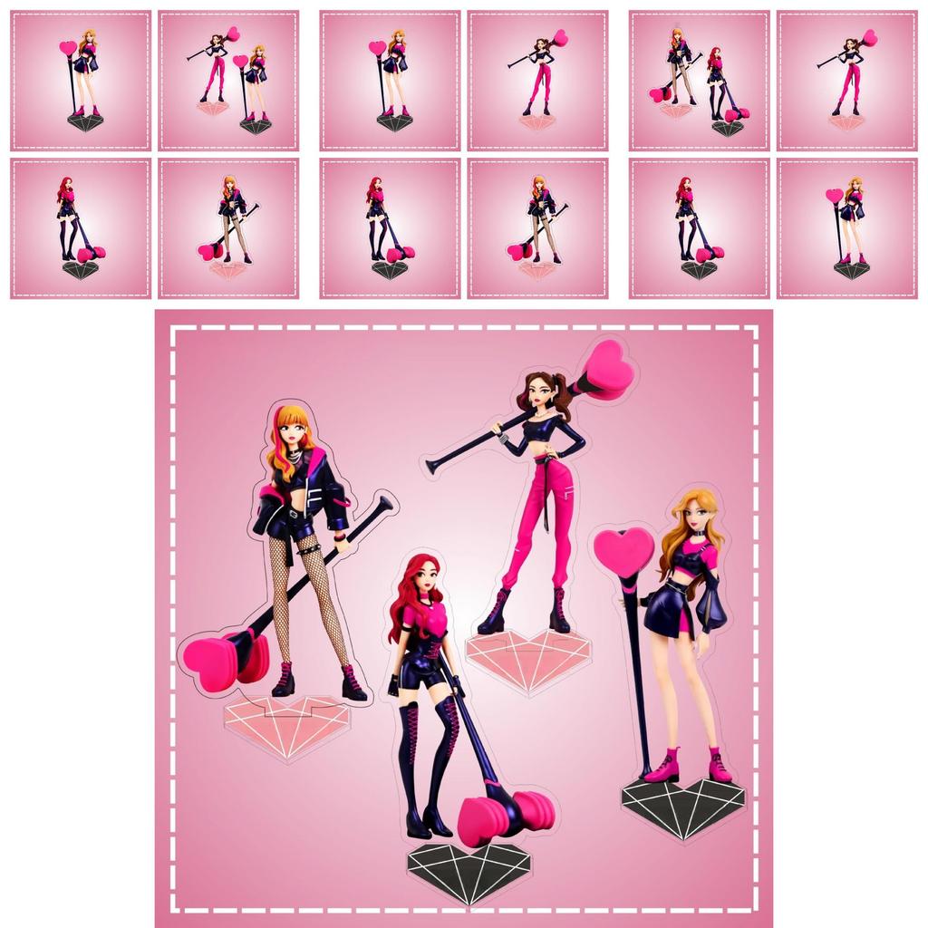 Blackpink Acryl Aufsteller Entzückende Cartoon-Figuren zur Tischdekoration Jennie Jisoo Rose)