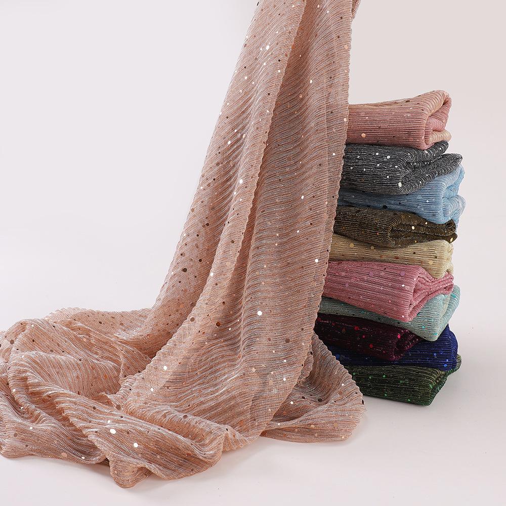 Neuer Stil Kopftuch Euro-Amerikanischer Trend Pailletten Schal Hijab Herbst Pashmina Seidenschal