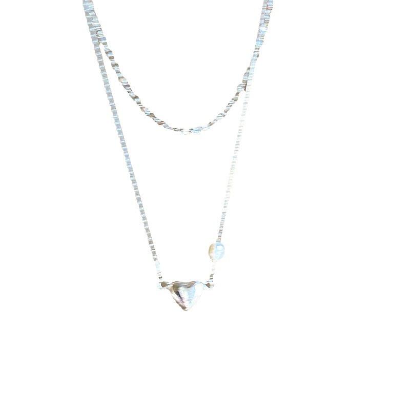 Double Layer Stacking Wear~ Love Collarbone Chain Female Tide Ins Simple Cold Wind Personalized Necklace Fashion Temperament Pendant Neck Chain