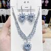 Trendy Heart Pendant Jewelry Set Earring Pendant Necklace for Women Bridal Wedding Exquisite Fashion Zirconia Party Banquet Gift