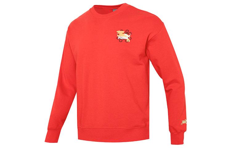 PUMA Sweatshirts Unisex Red Crew Neck Moderate Regular 677414-11 L
