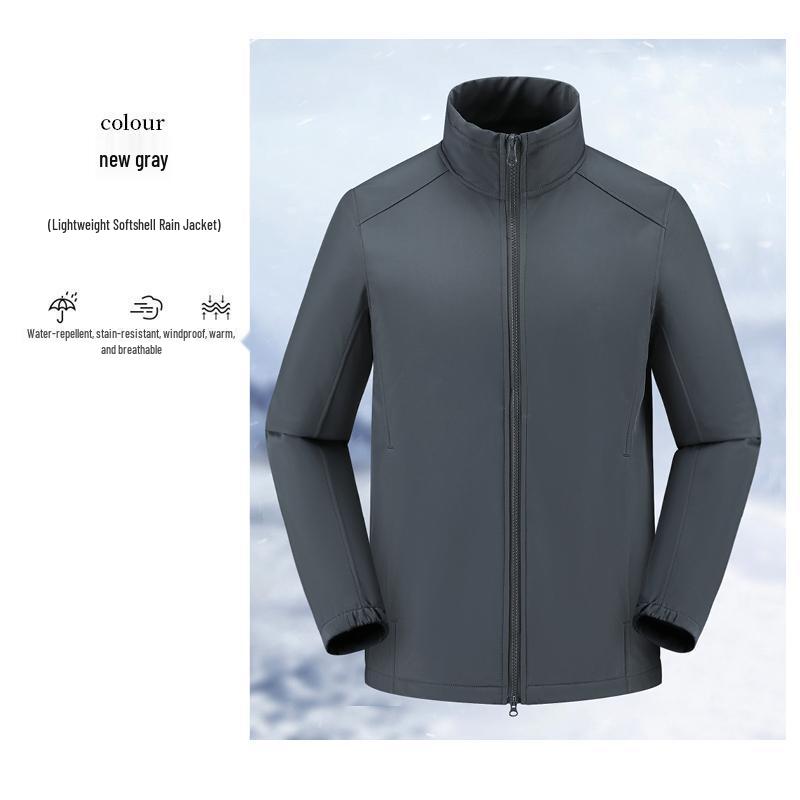 Unisex Windproof & Waterproof Softshell Jacket with Stand-up Collar - Custom Logo Embroidery Available