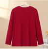 Plus Size Fleece T-Shirt for Middle-Aged and Elderly Women - Warm, Loose, and Comfortable for Autumn and Winter