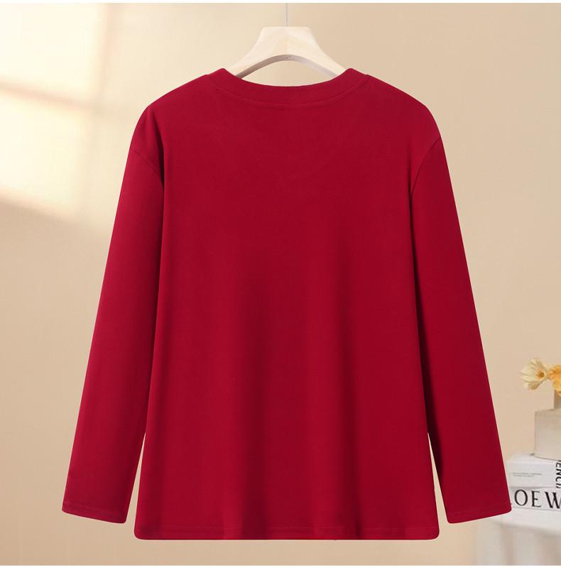 Plus Size Fleece T-Shirt for Middle-Aged and Elderly Women - Warm, Loose, and Comfortable for Autumn and Winter